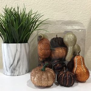 Set of Glitter Pumpkins & Gourds